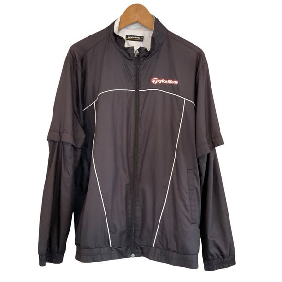 TaylorMade Convertible Long Sleeves Windbreaker Jacket Full Zip Flag Men O/Large - Picture 1 of 16